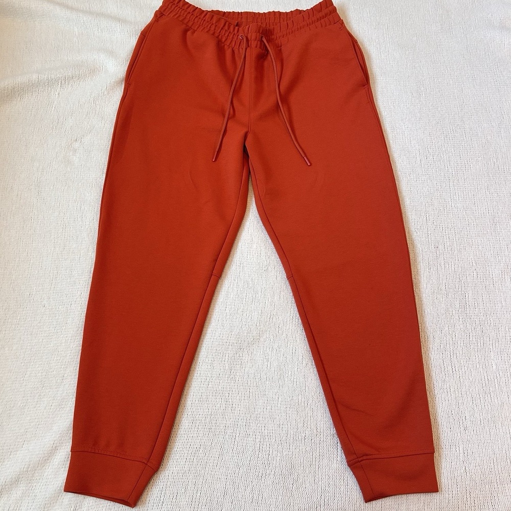 Amazon Essentials Joggers Sz L Sweatpants Heavy Orange Pockets Pull On Elastic